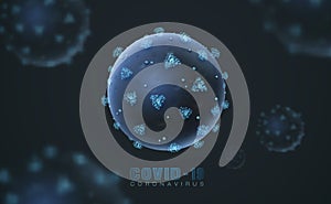 Coronavirus covid 19 in realistic style in microscope monitor photo