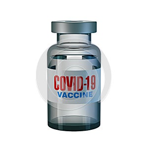 Coronavirus covid-19 vaccine vial isolated on white background photo