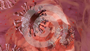 Coronavirus COVID-19, virus in blood, microbiology and virology concept 3d render illustration