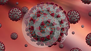 Coronavirus Covid19 Korona Virus Glykoproteine Novel Inside Blood Background Red 3D Illustration