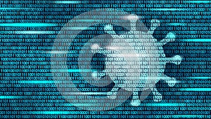 Coronavirus data flow numbers art concept. Pandemic COVID virus IT safe blue background. Statistics epidemia pneumonia photo