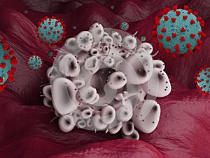 Coronavirus destroying a cell