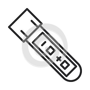 Coronavirus diagnostics research, rapid test for covid-19, negatif or positif result line icon design