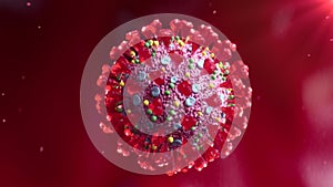 Coronavirus disease 2019 in bloodstream 3D rendering