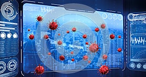 Coronavirus Disease 2019 or Covid-19 information map showing infection risk area