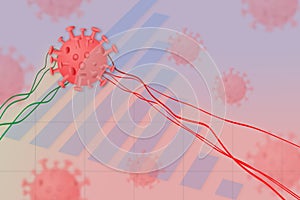 Coronavirus disease COVID-19 impact global economy stock markets financial crisis concept, 3D illustration