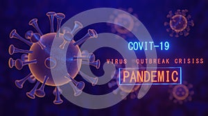 Coronavirus disease COVID-19 infection .Floating China pathogen respiratory influenza covid virus cells.