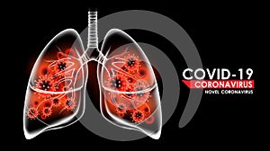 Coronavirus disease COVID-19 infection medical in human lungs and copy space. pandemic risk background vector illustration