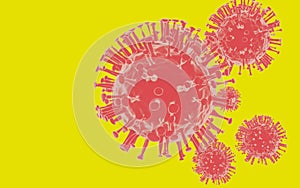 Coronavirus disease COVID-19 infection medical illustration. China pathogen respiratory influenza covid virus cells. New official