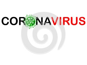 Sign that says coronavirus with a virus on the o photo