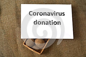 Coronavirus donation. Helping the elderly, needy and sick. Quarantine.