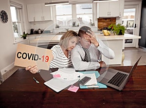 Coronavirus economic victims.Couple lost jobs during Covid-19 shutdown worried about home finances