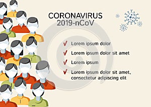 Coronavirus Epidemic 2019-nCoV Pandemic People in a white medical mask on a light background The concept of quarantine coronavirus