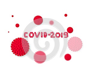 Coronavirus epidemic. Inscription COVID-19 and pills on white background. World Health Organization. Global disease.