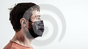 Coronavirus epidemic. Man with medical face mask for protect against infection with influenza virus or coronavirus. Quarantine