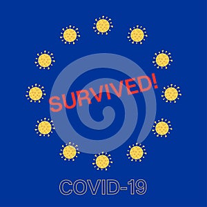Coronavirus EU Flag Cartoon nCoV 19 Vector Banner. COVID-19 photo