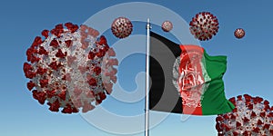 Coronavirus with Flag of Afghanistan. Realistic 3d illustration