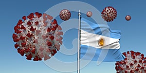 Coronavirus with Flag of Argentina. Realistic 3d illustration