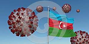 Coronavirus with Flag of Azerbaijan. Realistic 3d illustration