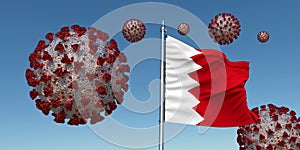 Coronavirus with Flag of Bahrain. Realistic 3d illustration