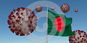 Coronavirus with Flag of Bangladesh. Realistic 3d illustration