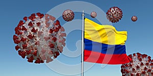 Coronavirus with Flag of Columbia. Realistic 3d illustration