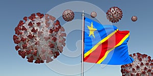 Coronavirus with Flag of Congo. Realistic 3d illustration