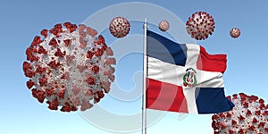 Coronavirus with Flag of the Dominican Republic. 3d illustration