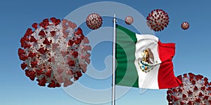Coronavirus with Flag of Mexico. Realistic 3d illustration