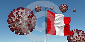 Coronavirus with Flag of Peru. Realistic 3d illustration