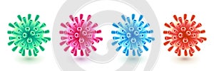 Coronavirus, flu virus, pathogen microorganism, isolated on white background. Vector 3d abstract viruses, bacterium set photo