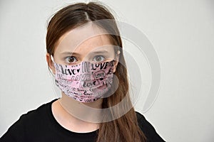 Coronavirus, girl in self made  protective mask