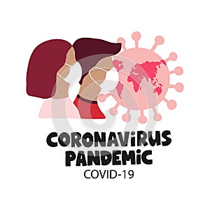 Coronavirus global pandemic vector illustration. Virus prevention concept