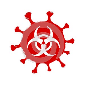 Coronavirus grunge symbol. Covid-19 Biohazard warning sign. Epidemic and pandemic vector symbol