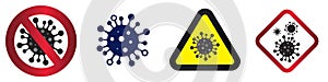Coronavirus hazard warning signs set