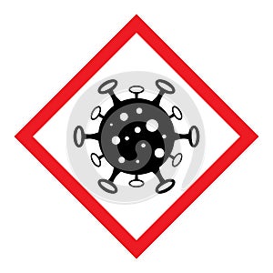 Coronavirus icon, 2019-ncov danger sign. Stop epidemic vector symbol isolated on white background