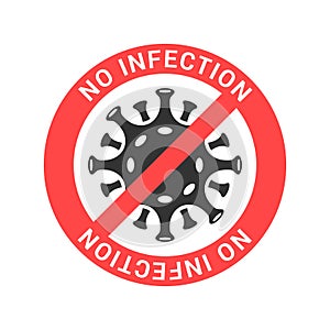 Coronavirus icon with red prohibit sign and text