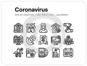 Coronavirus icons set, Pixel perfect icon, Set of icons for web and mobile