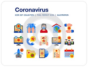 Coronavirus icons set, Pixel perfect icon, Set of icons for web and mobile