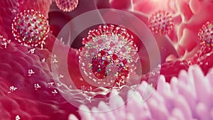 Coronavirus invasion process in human cells medical 3D animation