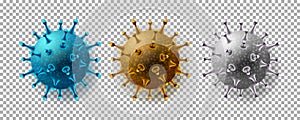 Coronavirus isolated vector realistic set with transparent background