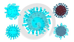 Coronavirus isolated on white background. 3D-rendering. Blue color.