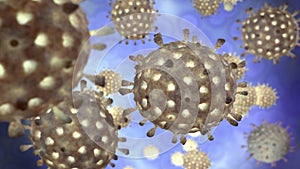 Coronavirus on light blue background