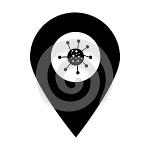 Coronavirus location map pin pointer icon. Element of map point for mobile concept and web apps. Icon for website design and app d