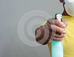 Coronavirus man with spray stock photo