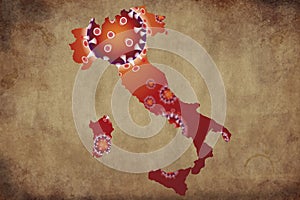 Coronavirus map Italy, pandemic, epidemic