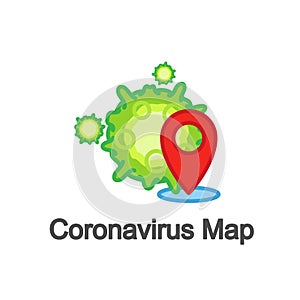 Coronavirus Map sign on white background