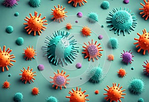 Coronavirus Microorganisms and Bacteria in Abstract Biological Background
