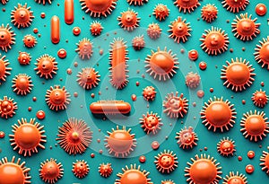 coronavirus microorganisms floating in abstract biological background
