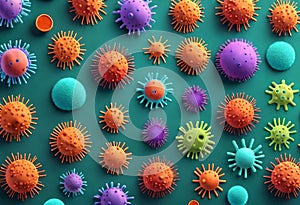 coronavirus microorganisms floating in abstract biological background